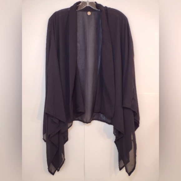 Mer Sea  & Co women's black sheer kimono/pen front layer one size - Picture 2 of 8